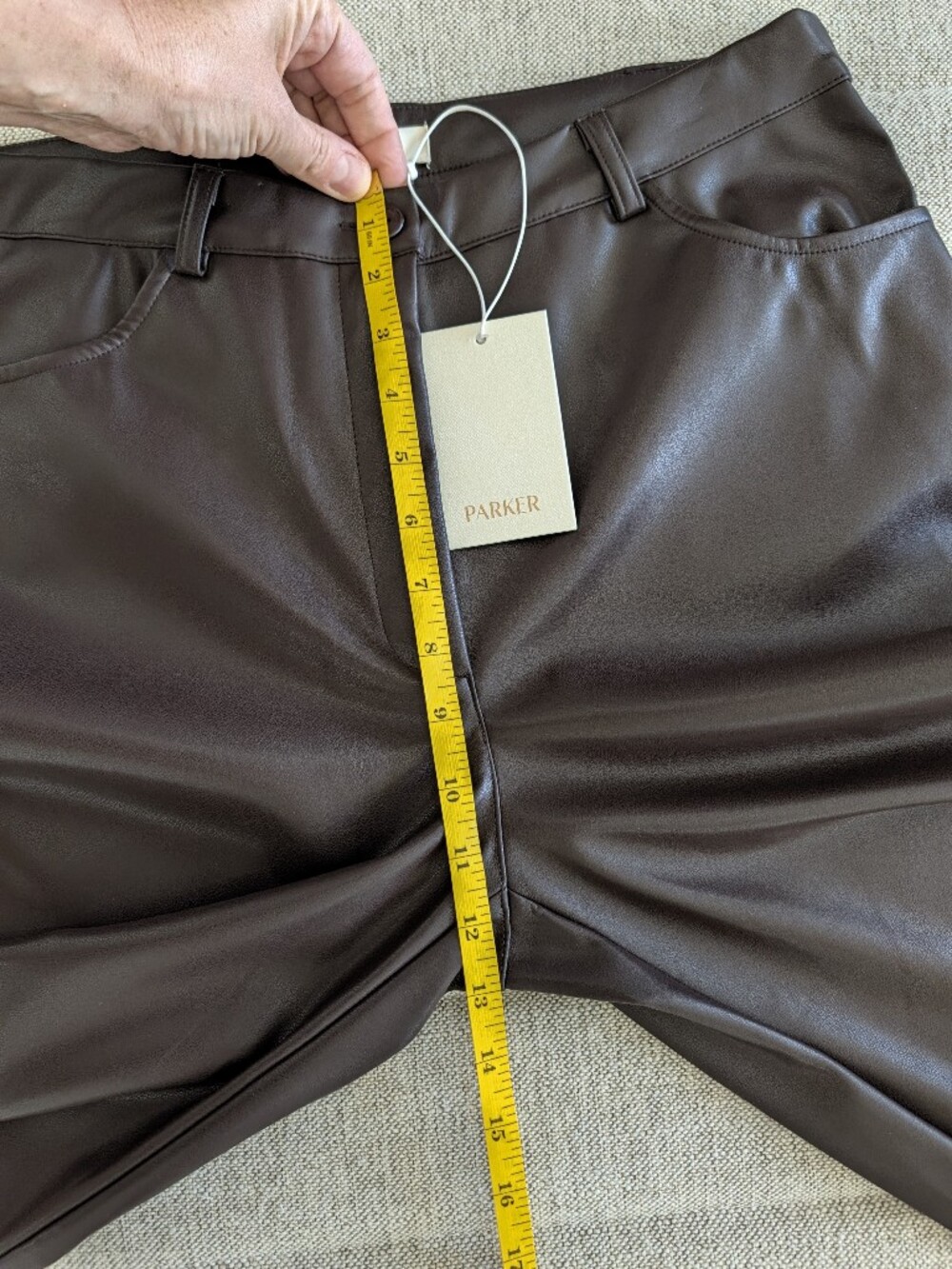 ​Parker Dark Brown Faux Leather Wide Leg Pants Size 8 NWT - Picture 8 of 15
